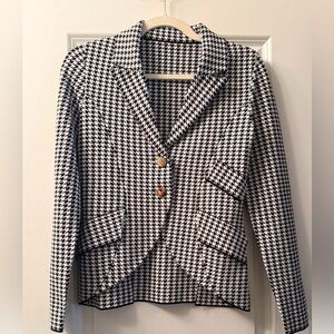 Designer Houndstooth Black and White Women's Blazer